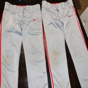 Nike Grey Red Pinstripe Baseball Pants